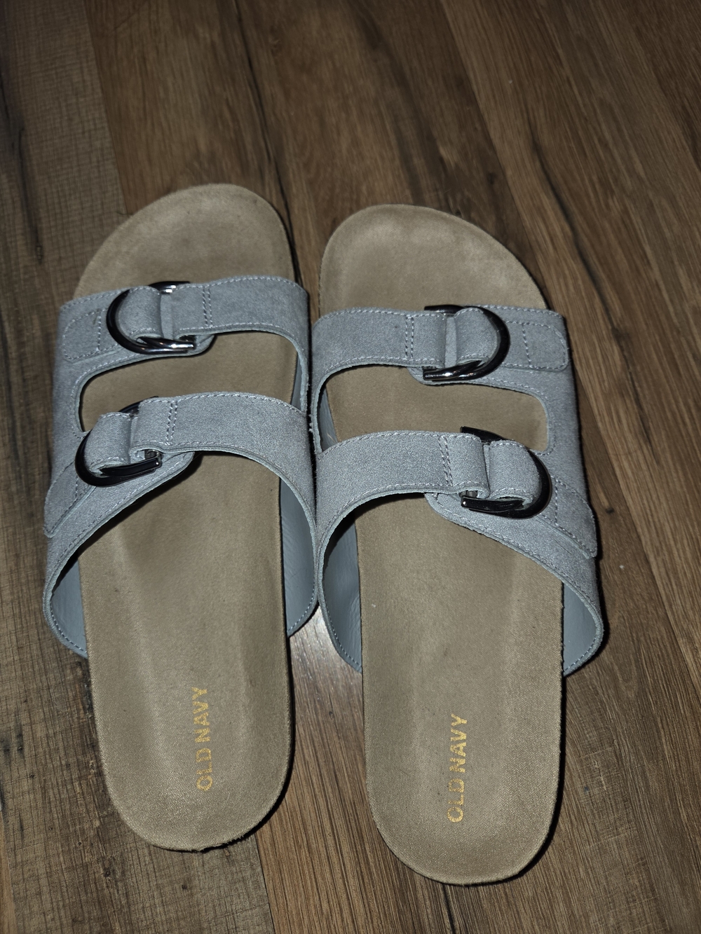 Old Navy Women's Gray Double-Buckle Slide Sandals